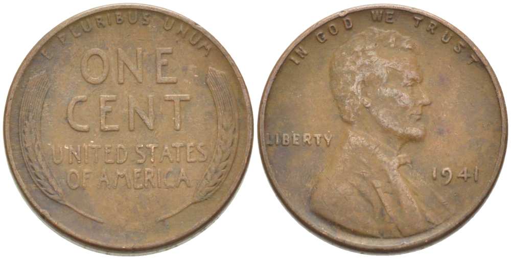 США 1 ЦЕНТ 1941 ЛИНКОЛЬН KM 132 бронза 3309-1248