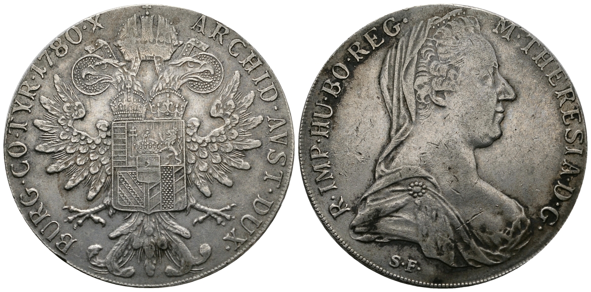 Австрия 1 талер 1780 SF, Мария Терезия, официальный рестрайк KM Т1 серебро 413-2034