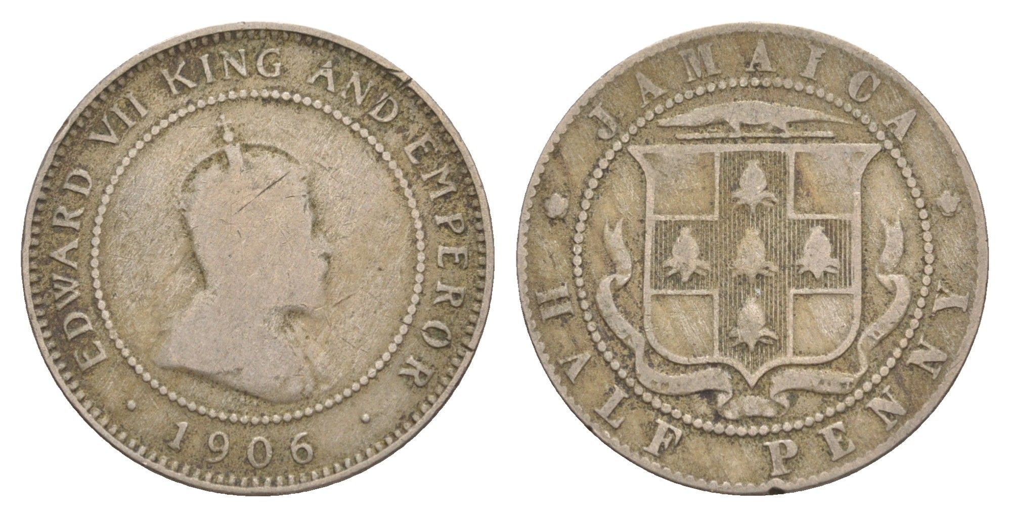 Ямайка 1/2 пенни 1906 Эдуард VII (1901-1910) KM 22 медно-никель 4626-422