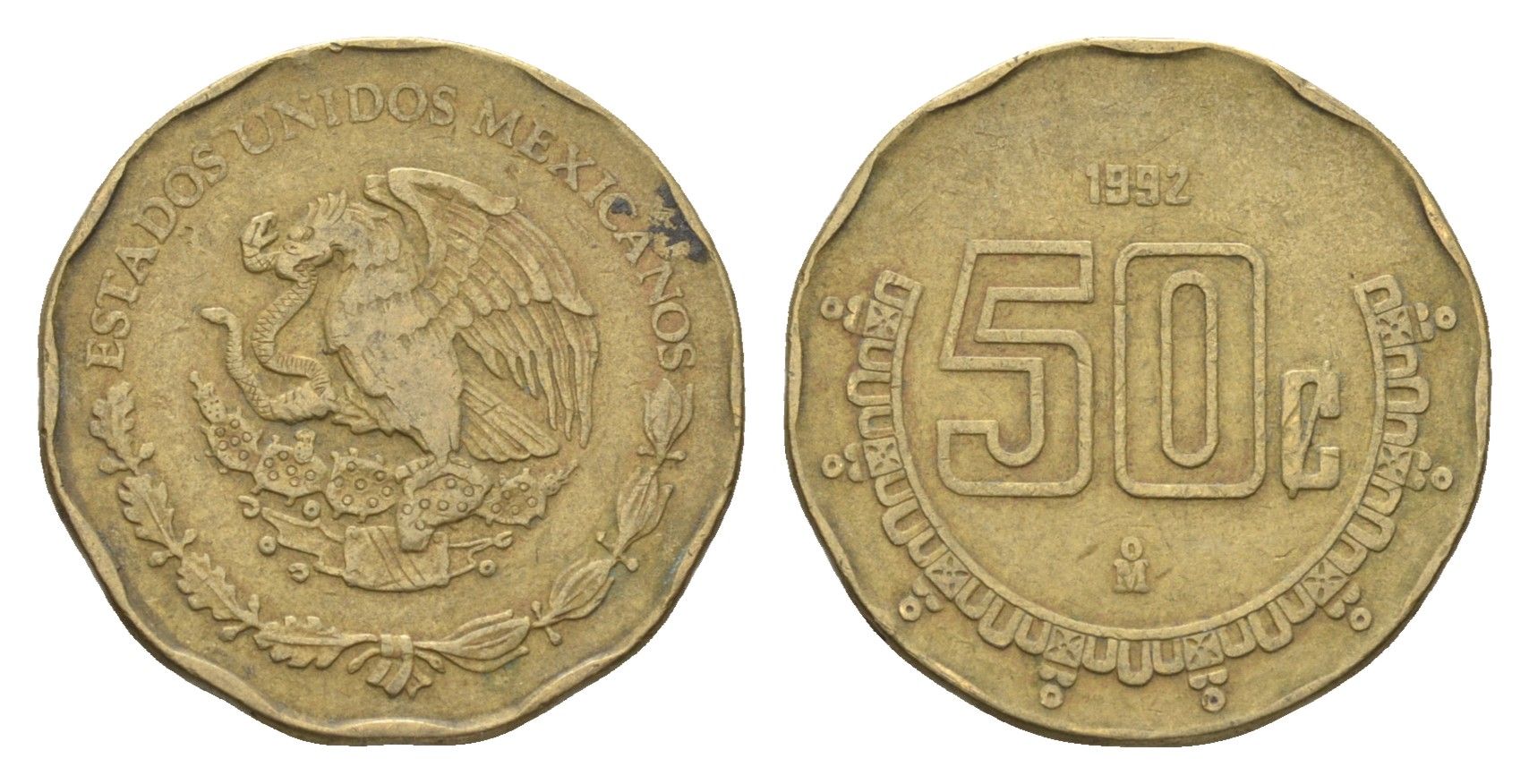 Мексика 50 сентаво 1992 KM 549 алюминиевая бронза 4664-758