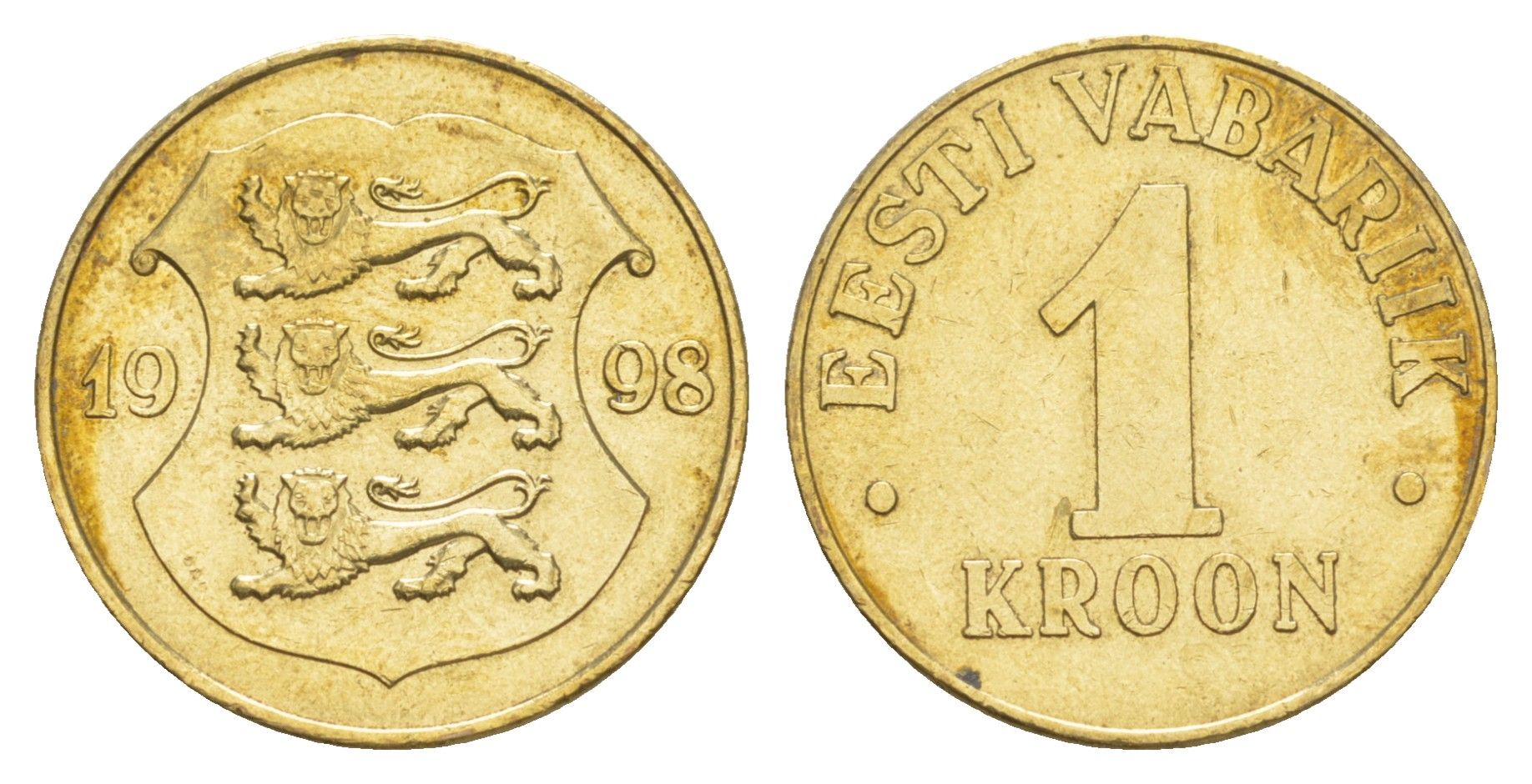 Эстония 1 крона 1998 KM 35 латунь UNC 4646-1232