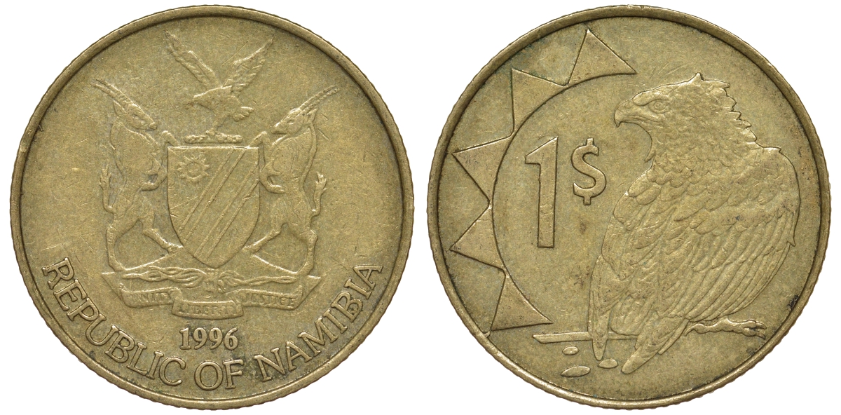 Намибия 1 доллар 1996 орел KM 4 латунь 4163-1046