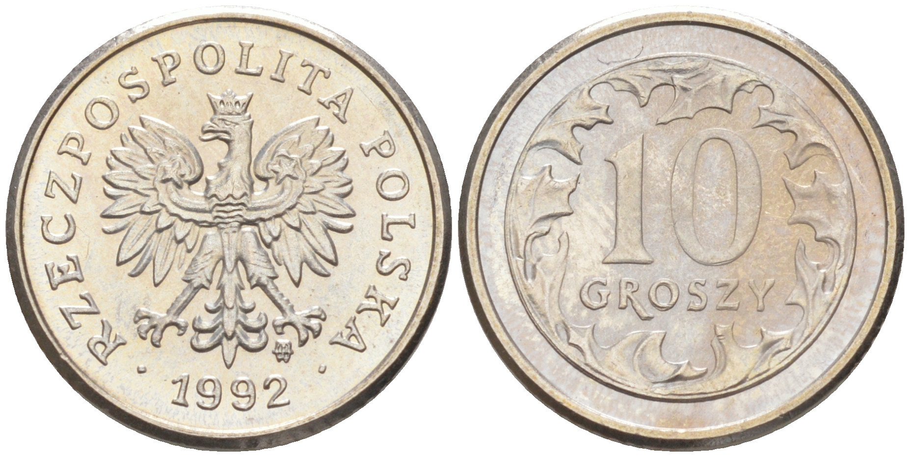 ПОЛЬША 10 ГРОШЕЙ 1992 MW KM 279 медно-никель UNC 187-922