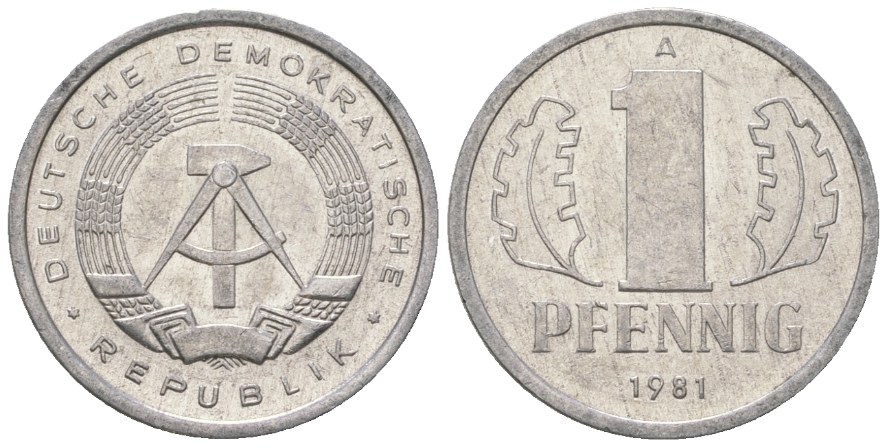 ГДР 1 пфенниг 1981 А KM 8.2 алюминий 4623-424