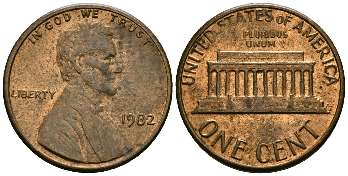 США 1 цент 1982 Линкольн KM 201 медь цинк 4136-217