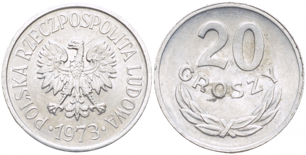 Польша 20 грошей 1973 MW KM А47, Parchimowicz 208m алюминий 112-1244