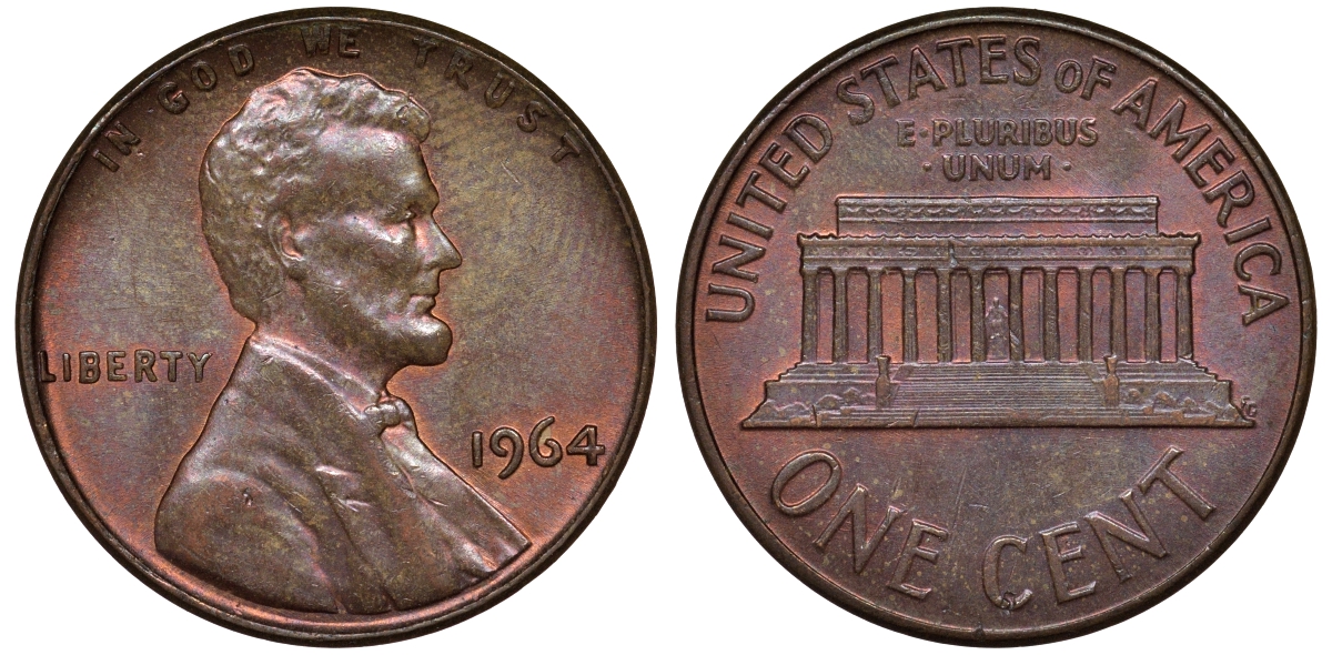 США 1 ЦЕНТ 1964 ЛИНКОЛЬН KM 201 медь цинк 62-433