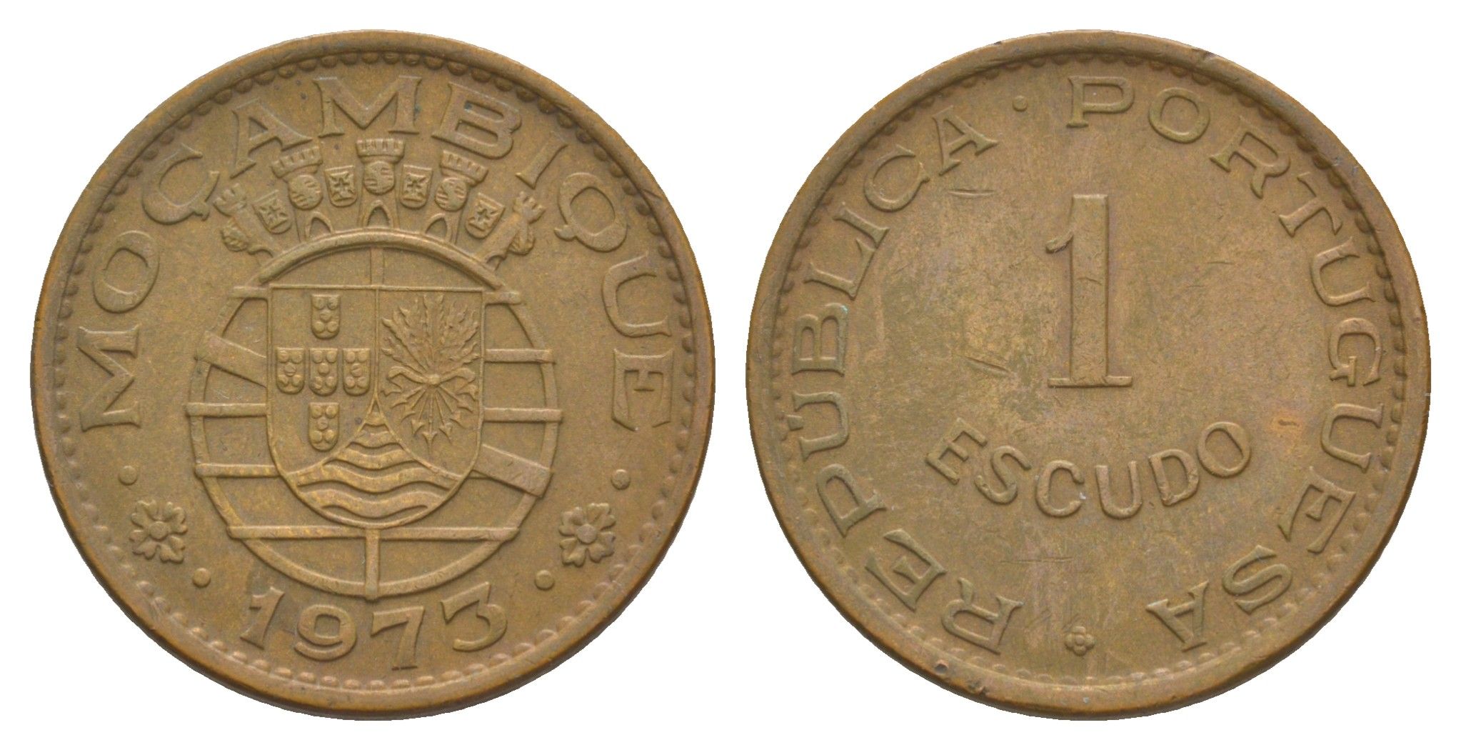 Мозамбик 1 эскудо 1973 KM 82 бронза 4646-642