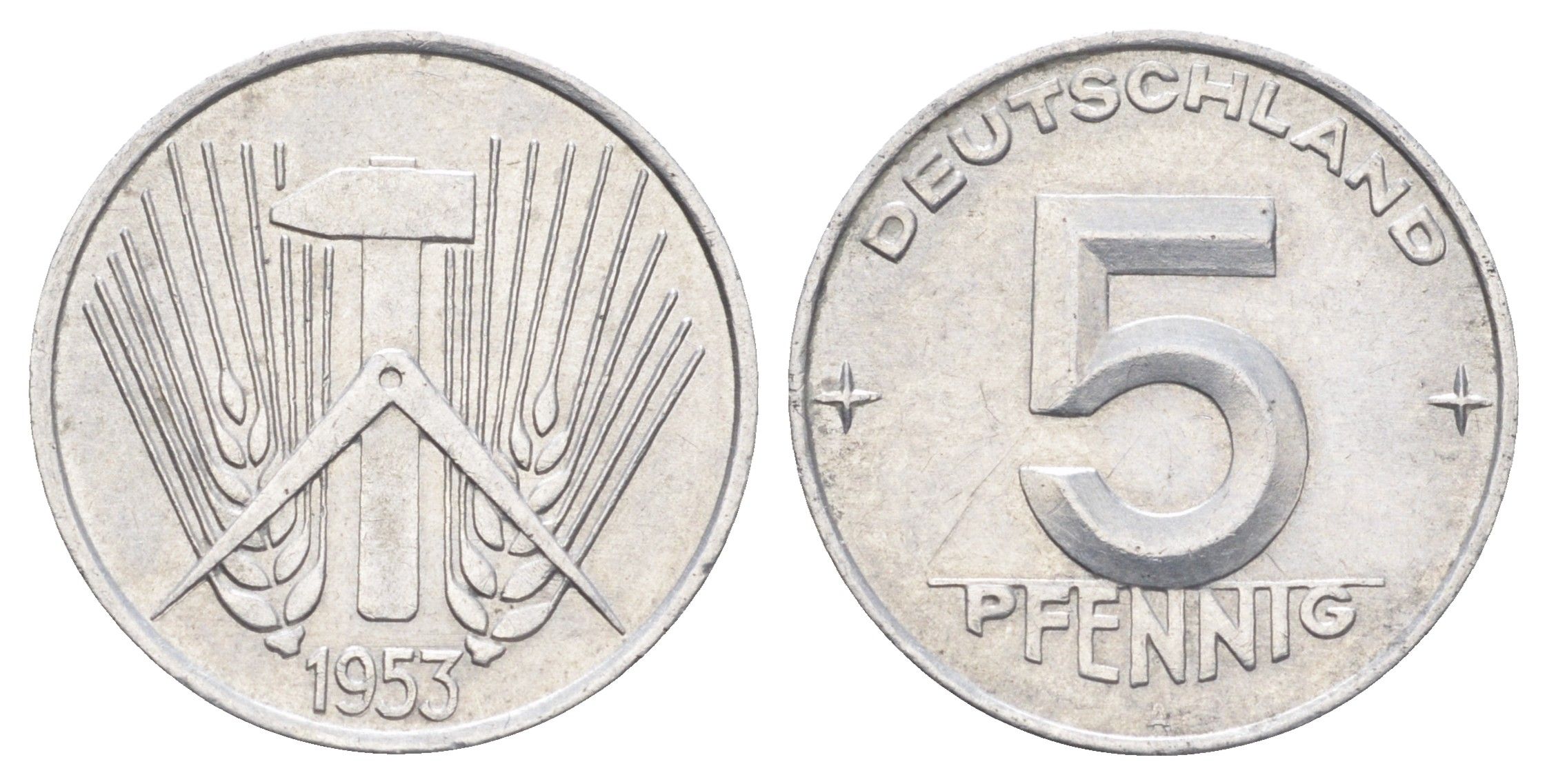 ГДР 5 пфеннигов 1953 A KM 6 алюминий 4697-614