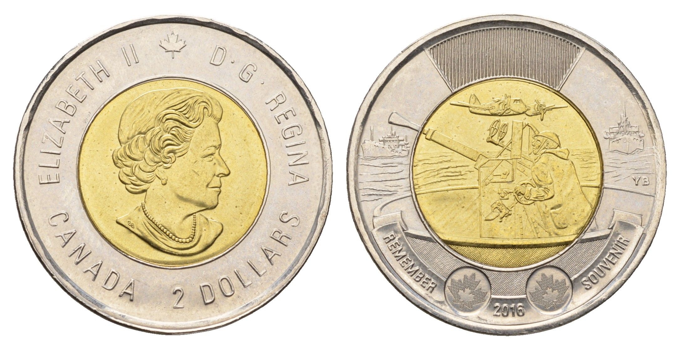 Канада 2 доллара 2016 75 лет Битве за Атлантику KM 2103 биметалл UNC 106-945