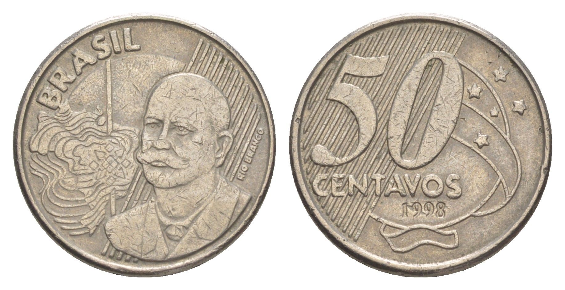 Бразилия 50 сентаво 1998 KM 651 медно-никель 4648-1214