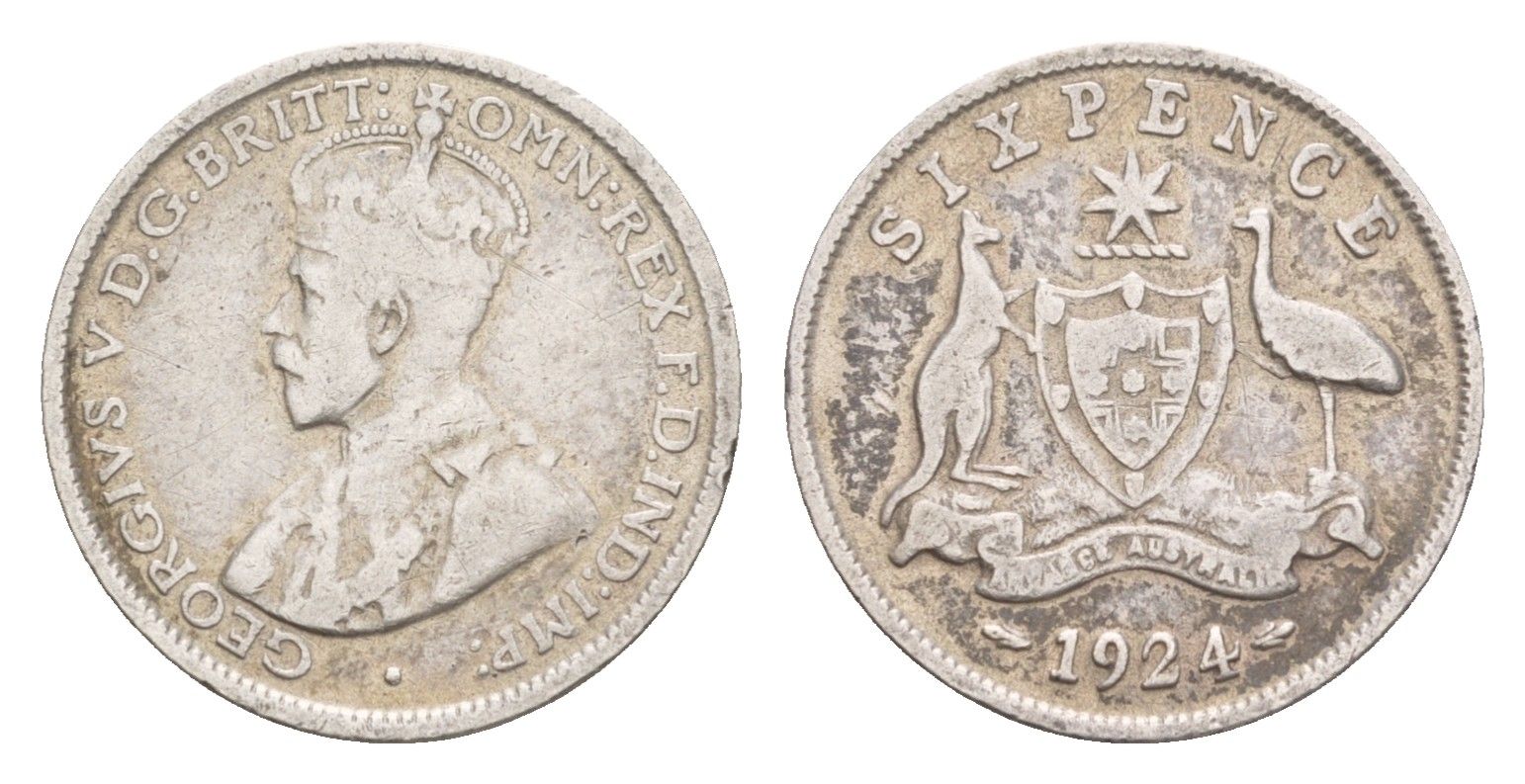 Австралия 6 пенсов 1924 Георг V (1910-1936) KM 25 серебро 1518-841