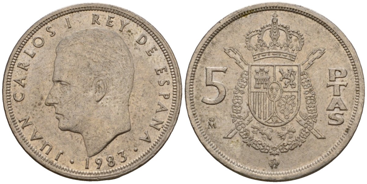 Испания 5 песет 1983 Хуан Карлос I (1975-2014) KM 823 медно-никель 216-727