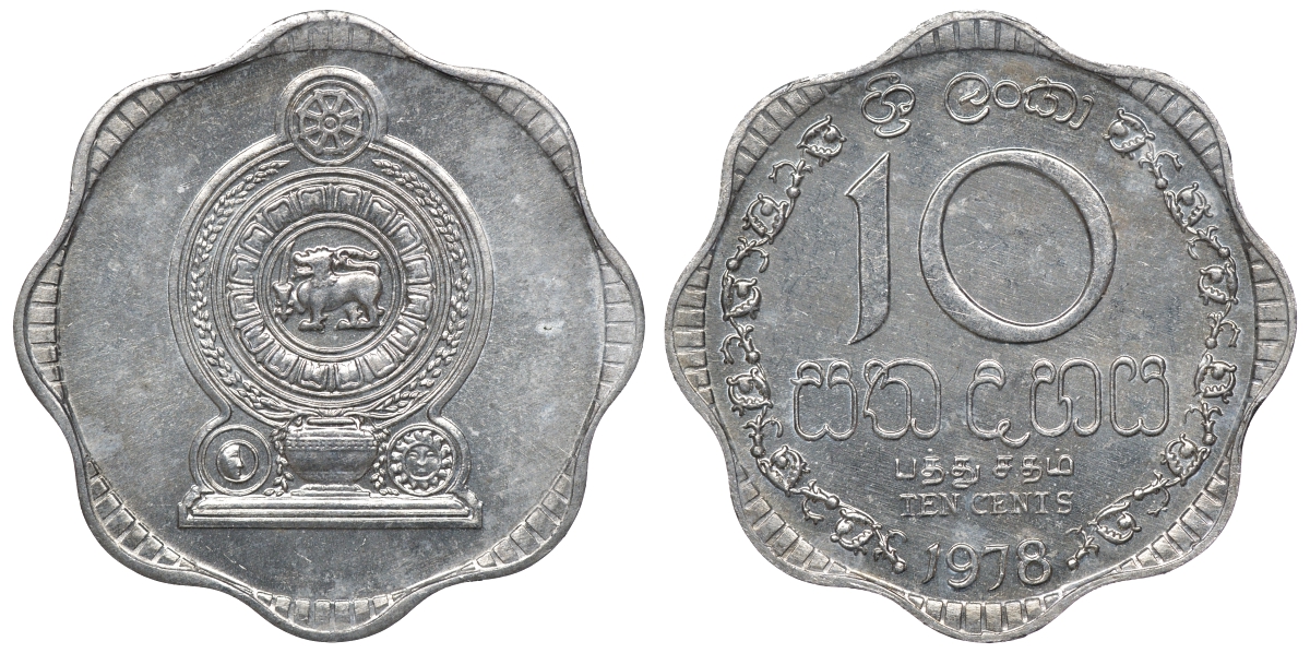 Шри-Ланка 10 центов 1978 KM 140 a алюминий 4118-414