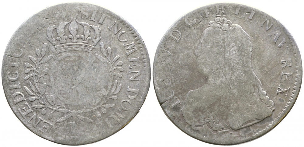 Франция 1 экю 17?? Людовик XV (1715-1774) KM 486.? серебро 413-3035