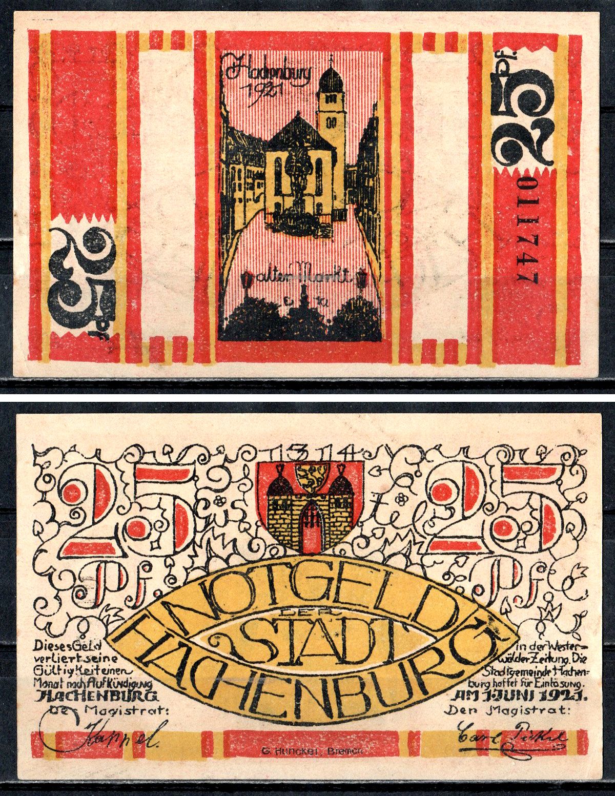 Хахенбург (Пруссия, Гессен-Нассау) 25 пфеннигов 1921 7556-73-2-1