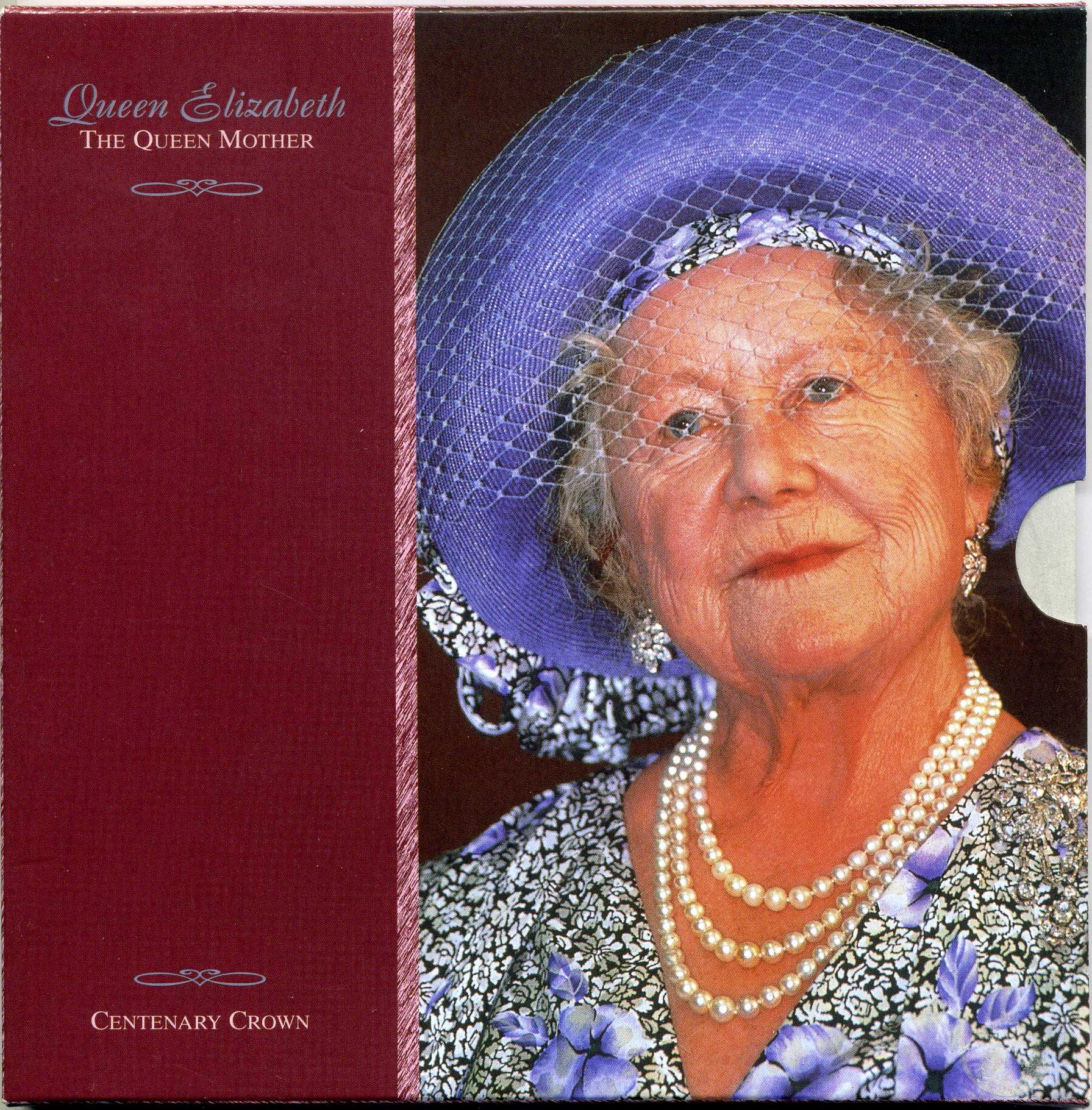 Великобритания 5 фунтов 2000 Елизавета II (1952-2022), 100 лет со дня рождения Королевы - Матери, в оригинальном картонном буклете KM 1007, Spink 4553 (L8) медно-никель BUNC 3-4-4-51