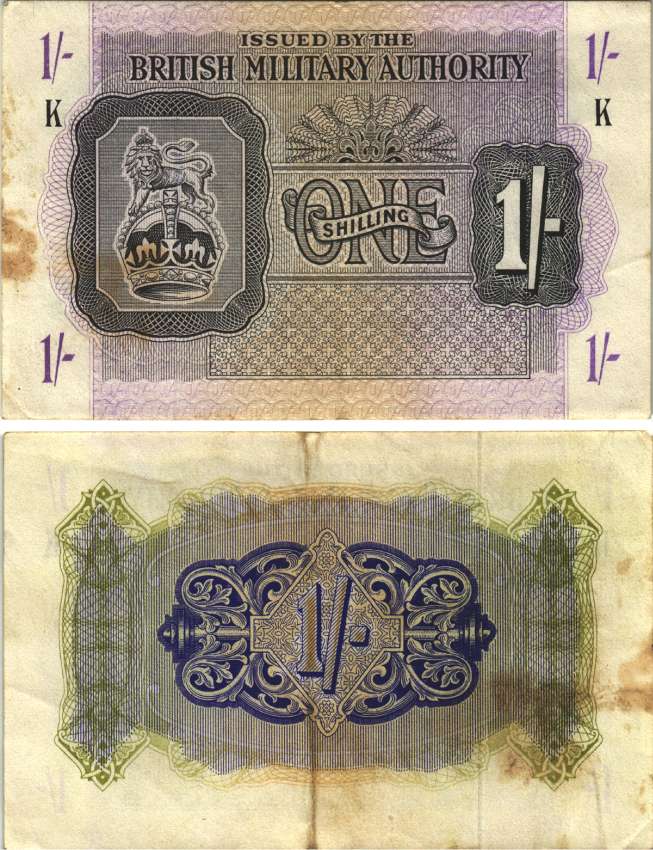 АНГЛИЯ 1 ШИЛЛИНГ 1943 ВОЕННЫЙ ВЫПУСК, СЕРИЯ К Pick М2 бумага VF-XF 6283-19-1-2