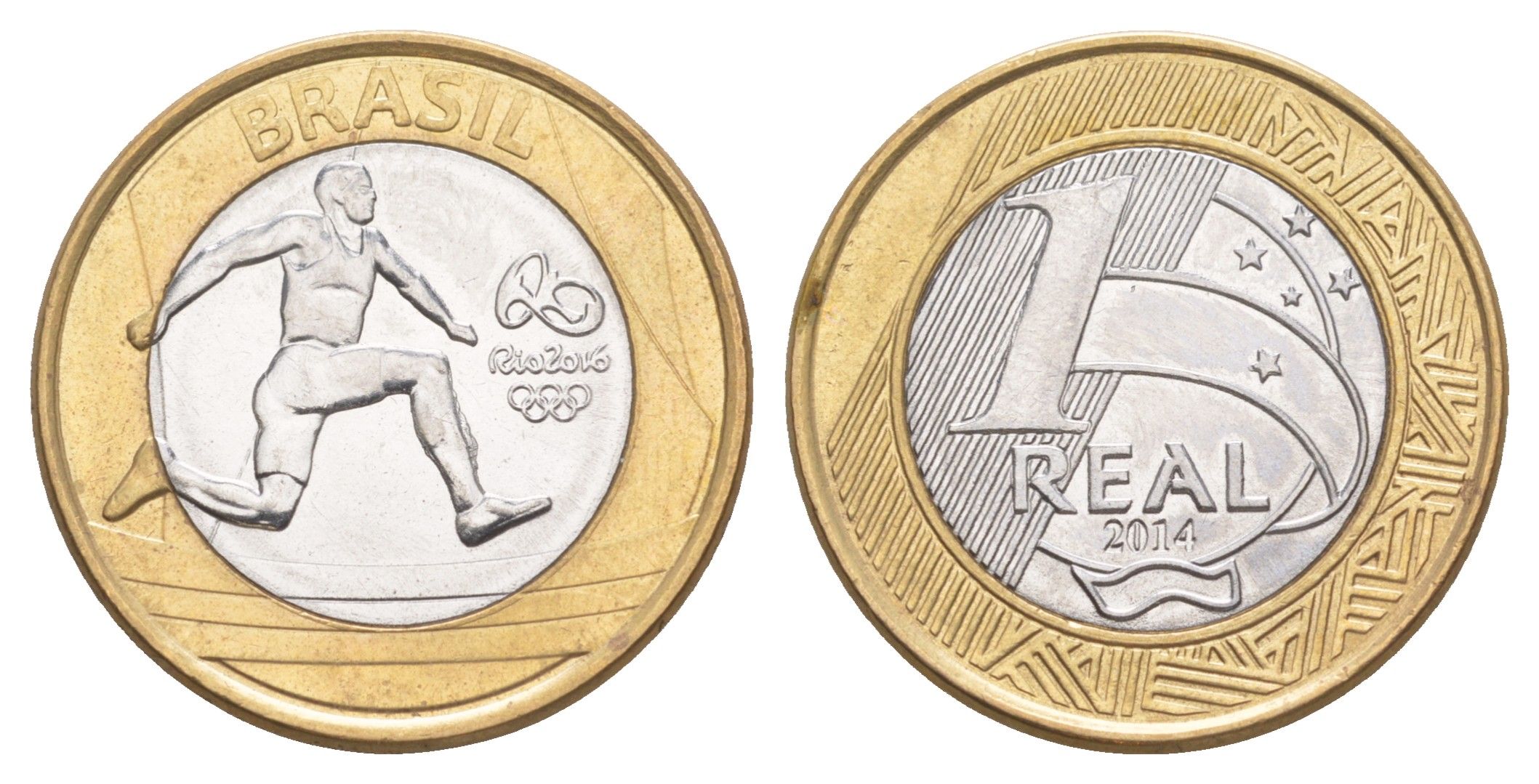 Бразилия 1 реал 2014 XXXI летние Олимпийские Игры, Рио-де-Жанейро 2016 - Атлетизм KM 687 биметалл UNC 4646-147