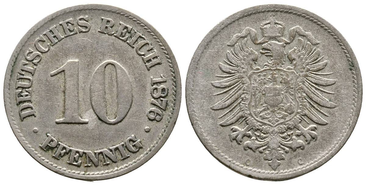 ГЕРМАНИЯ 10 ПФЕННИГОВ 1876 G, СТАРОГЕРБОВКА KM 4, J. 4 медно-никель 4364-337