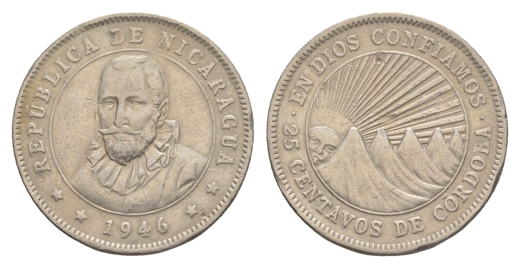 Никарагуа 25 сентаво 1946 KM 18.1 медно-никель 4641-237
