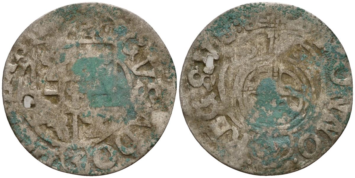 Польша, Эльбинг 3 полкера (1/24 талера) ND (1628-1635) Густав II Адольф (1621-1632) Kop 9602-9607 серебро 4158-1057