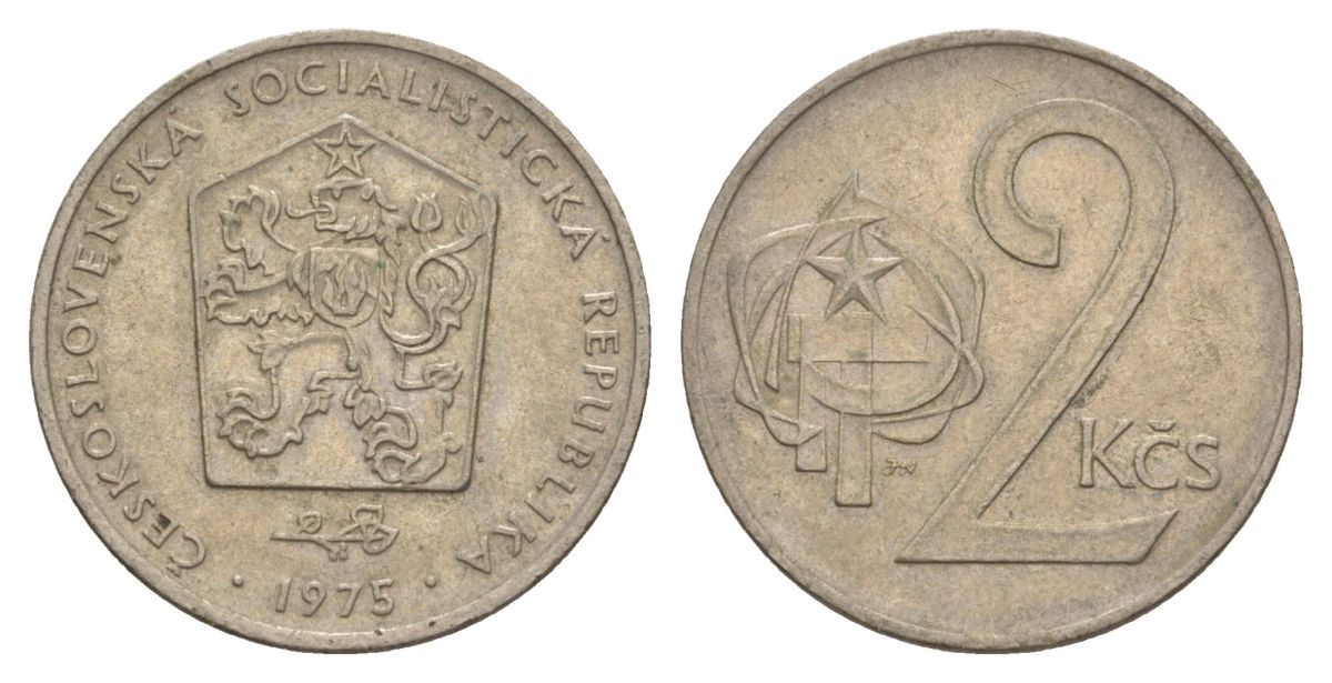 Чехословакия 2 кроны 1975 KM 75 медно-никель 4633-654