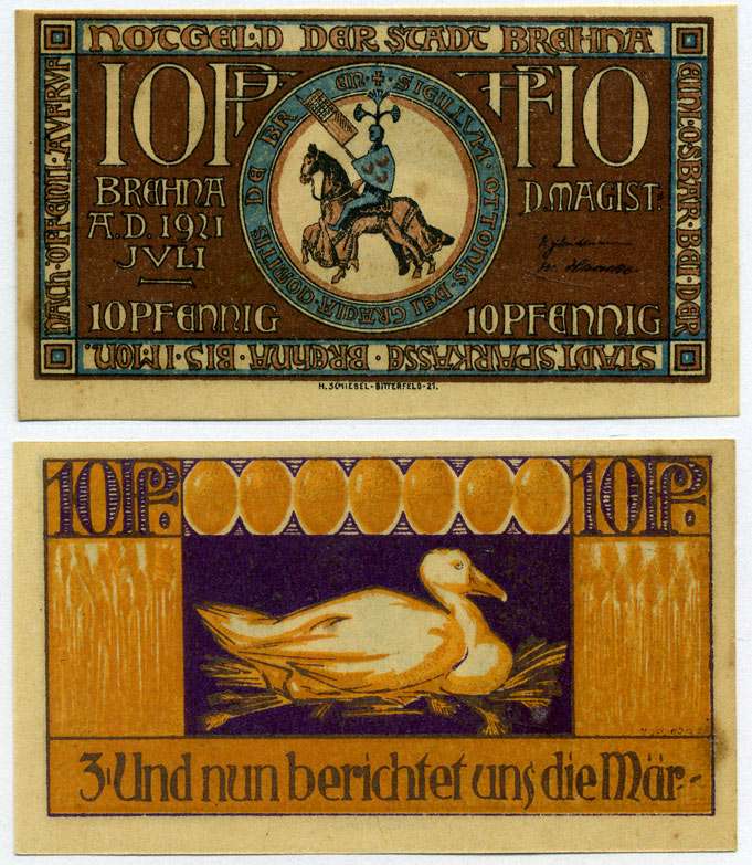 БРЕНА, ГЕРМАНИЯ 10 ПФЕННИГОВ 1921 ИЮЛЬ 1921, НОТГЕЛЬД, ЗЕМЛЯ САКСОНИЯ-АНХАЛЬТ Grabowski 160.1 бумага UNC (ПРЕСС) 000-00-00