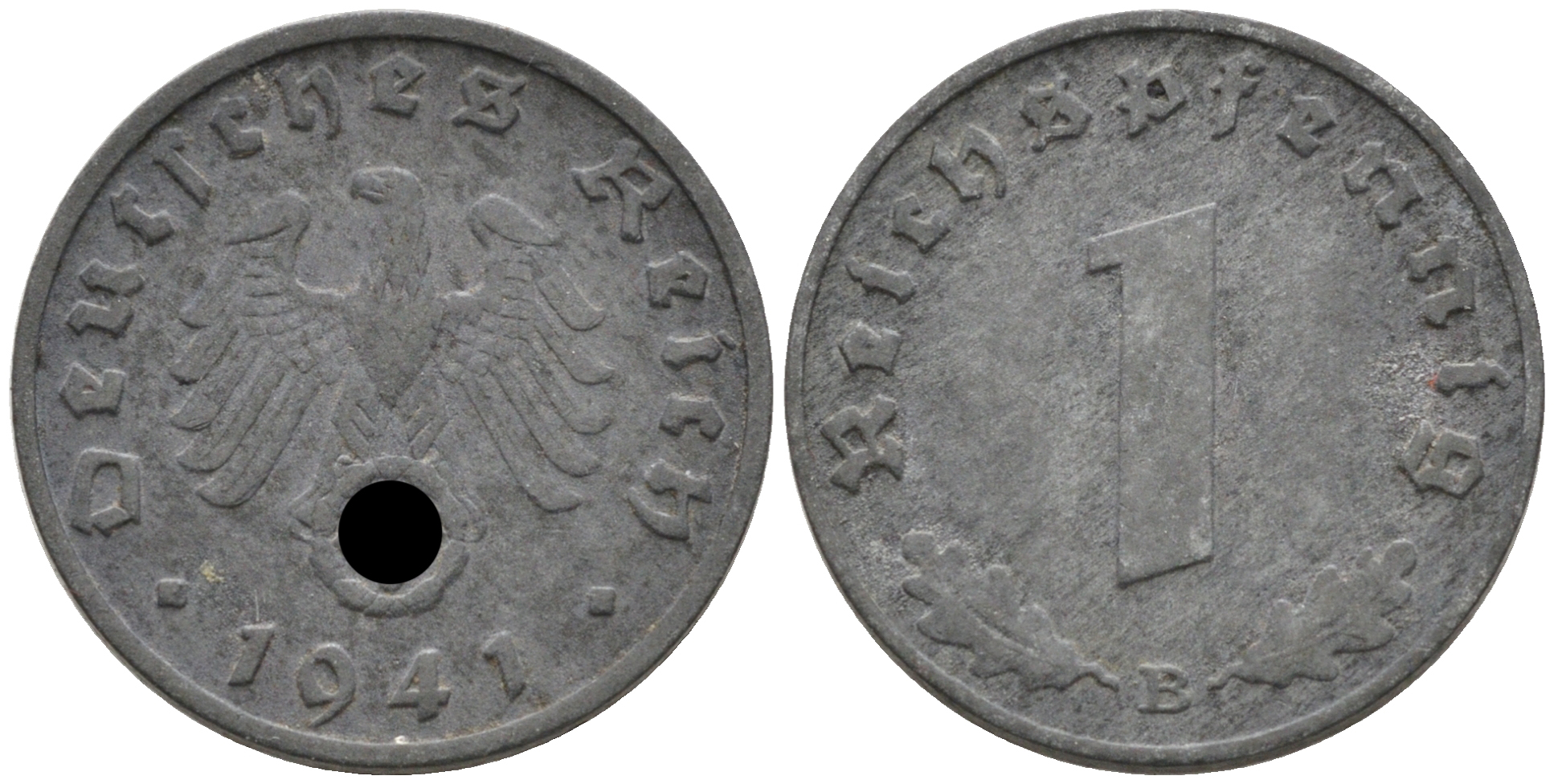 ГЕРМАНИЯ 1 РЕЙХСПФЕННИГ 1941 B J 369, KM 97 цинк 75-149
