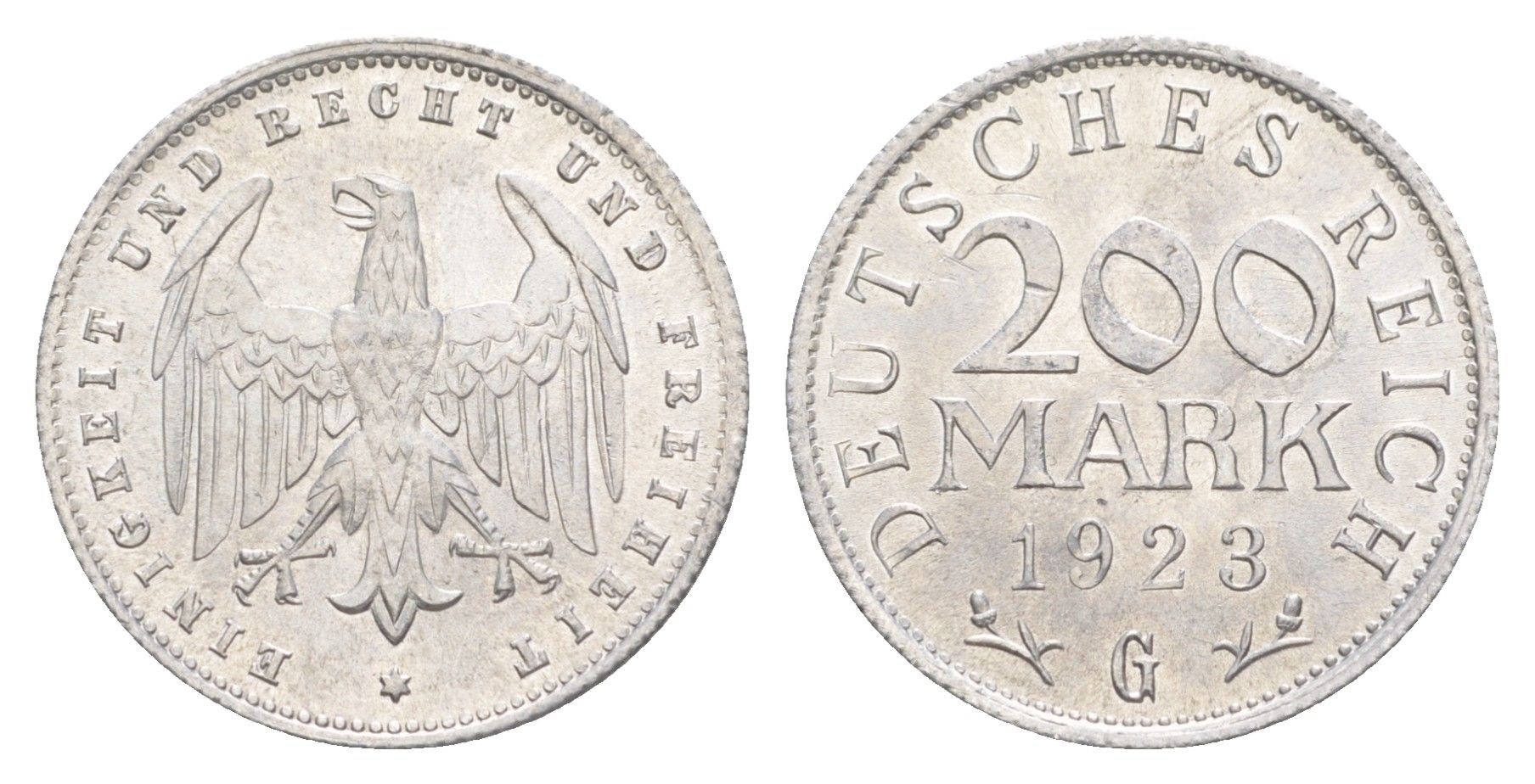 Германия 200 марок 1923 G KM 35, J. 304, Weege 22 алюминий aUNC 4638-951