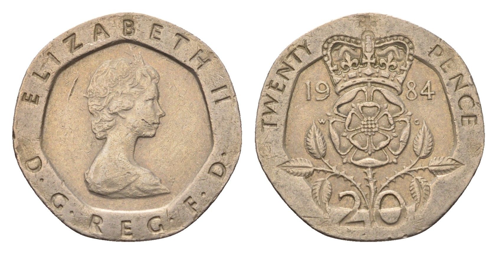 Великобритания 20 пенсов 1984 Елизавета II (1952-2022) KM 931, Spink 4230 (G1) медно-никель 4696-837