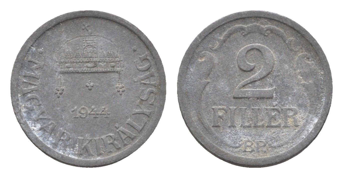 Венгрия 2 филлера 1944 BP KM 519 цинк 4665-617