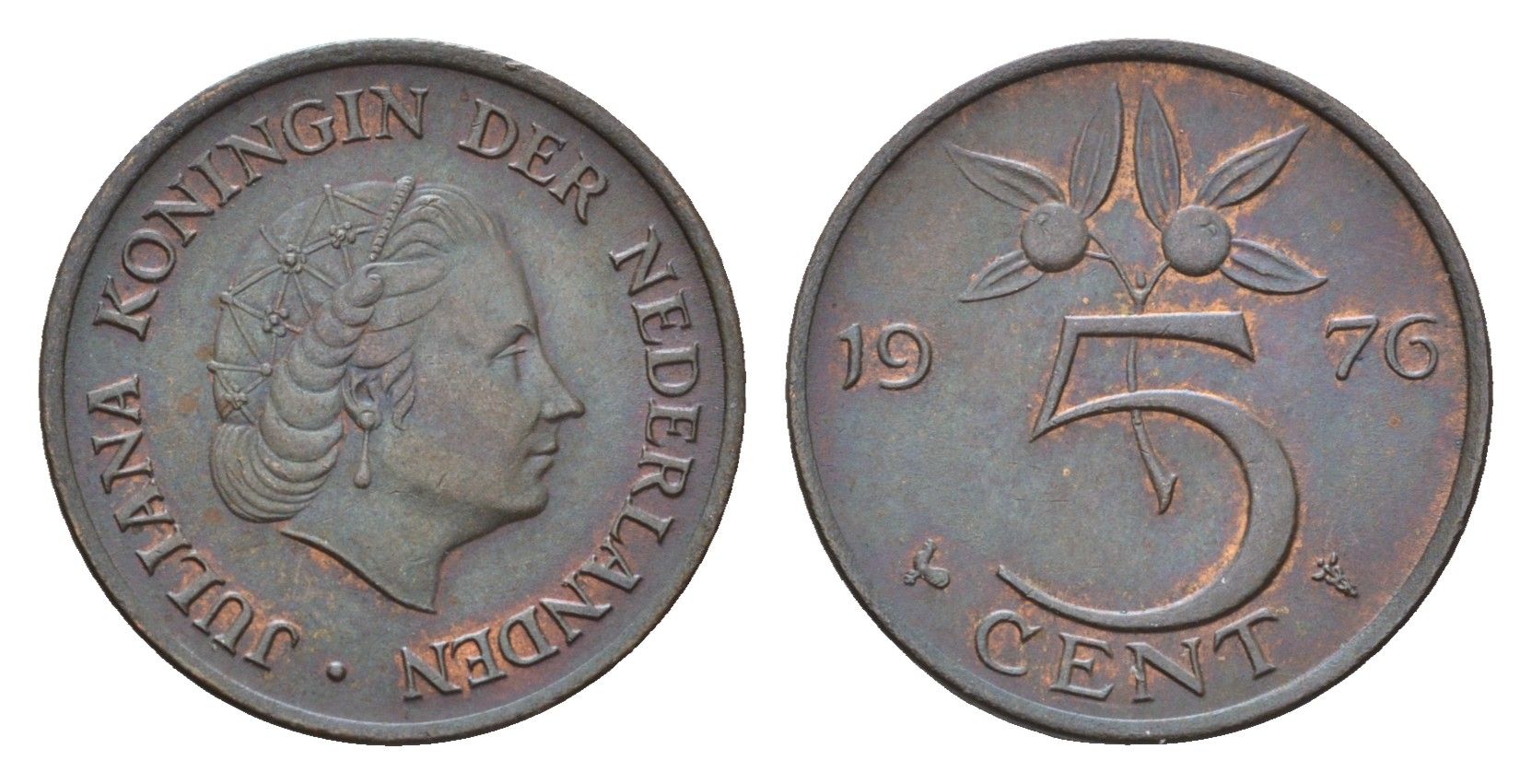 Нидерланды 5 центов 1976 Юлиана (1948-1980) KM 181 бронза 4685-129