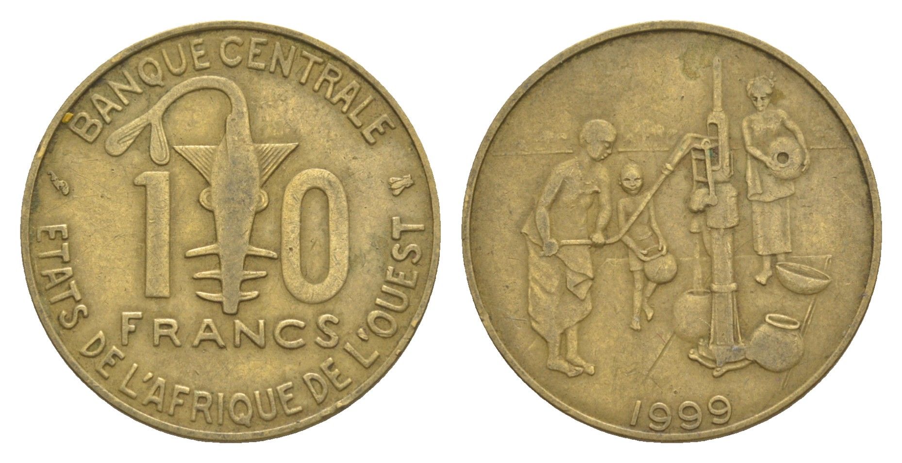 Западная Африка (BCEAO) 10 франков 1999 Центральный банк государств Западной Африки KM 10 медь алюминий никель 4642-246