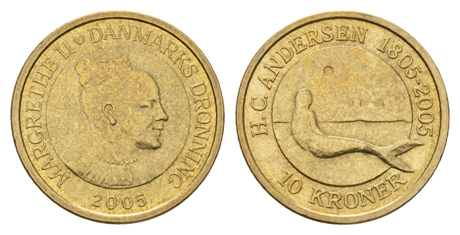 Дания 10 крон 2005 Сказка - Русалочка KM 900 алюминиевая бронза UNC 119-231