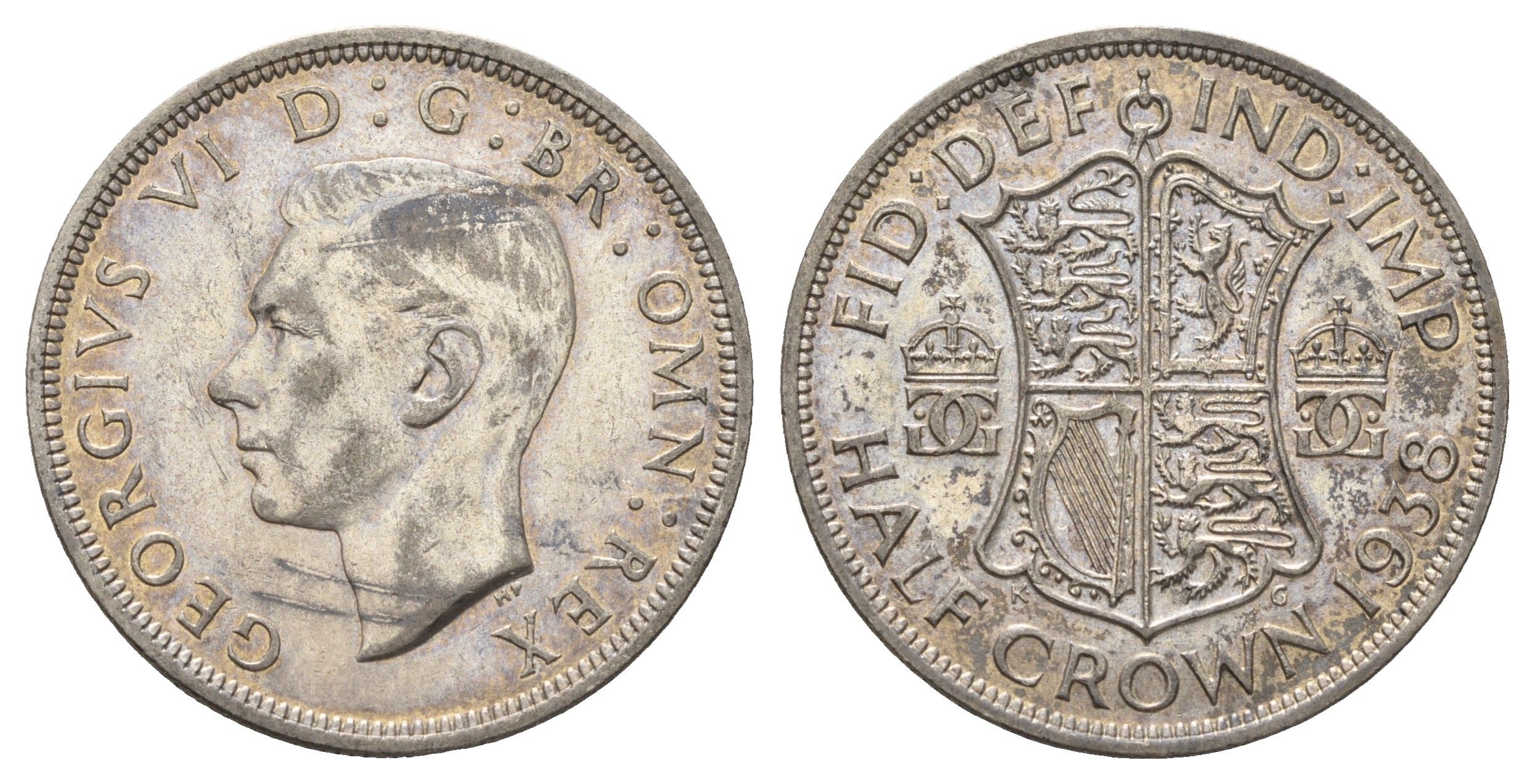 Великобритания 1/2 кроны 1938 Георг VI (1936-1952) KM 856, Spink 4080c серебро 3333-1233