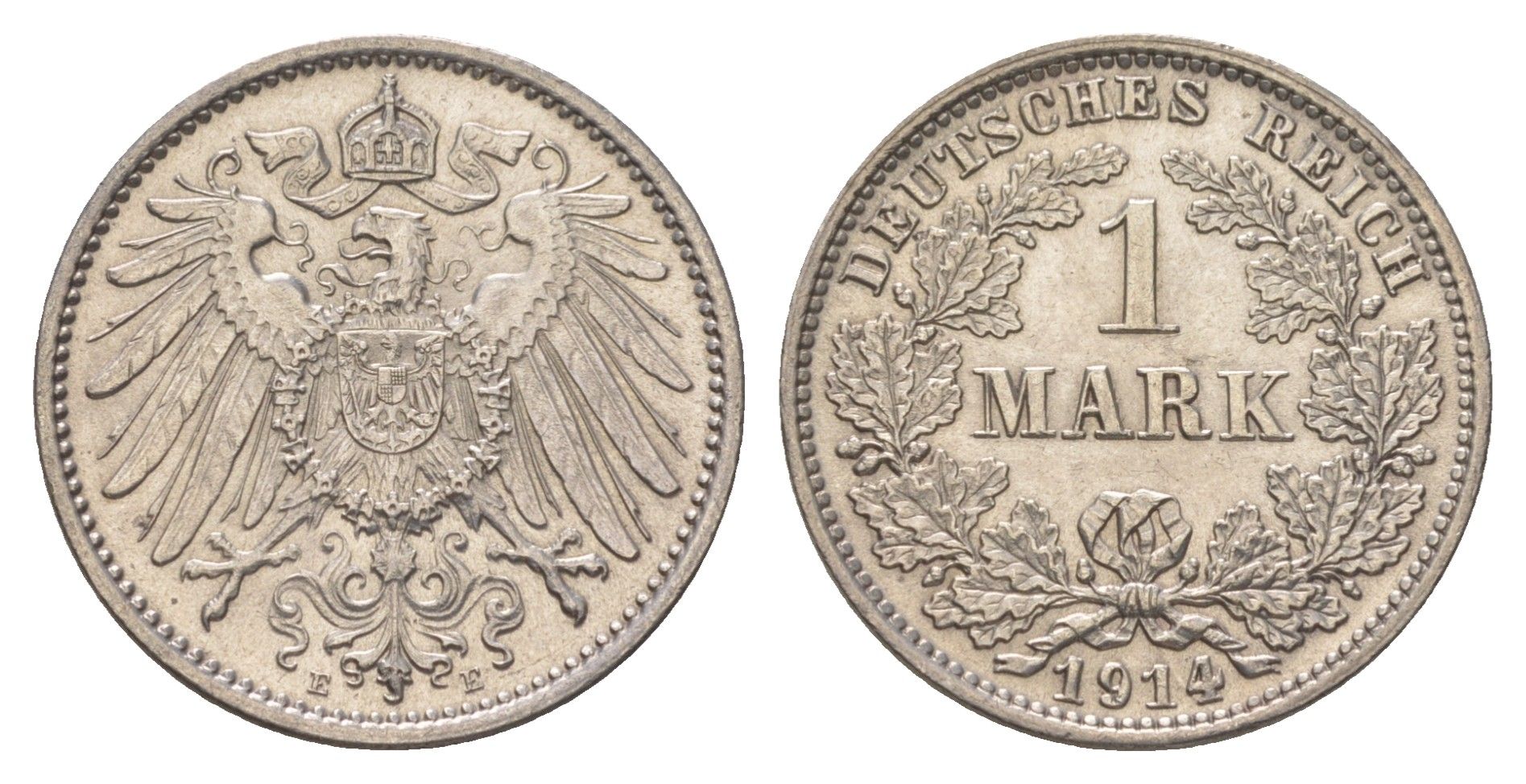 Германия 1 марка 1914 E, Вильгельм II (1888-1918) KM 14, J. 17 серебро aUNC 4626-237
