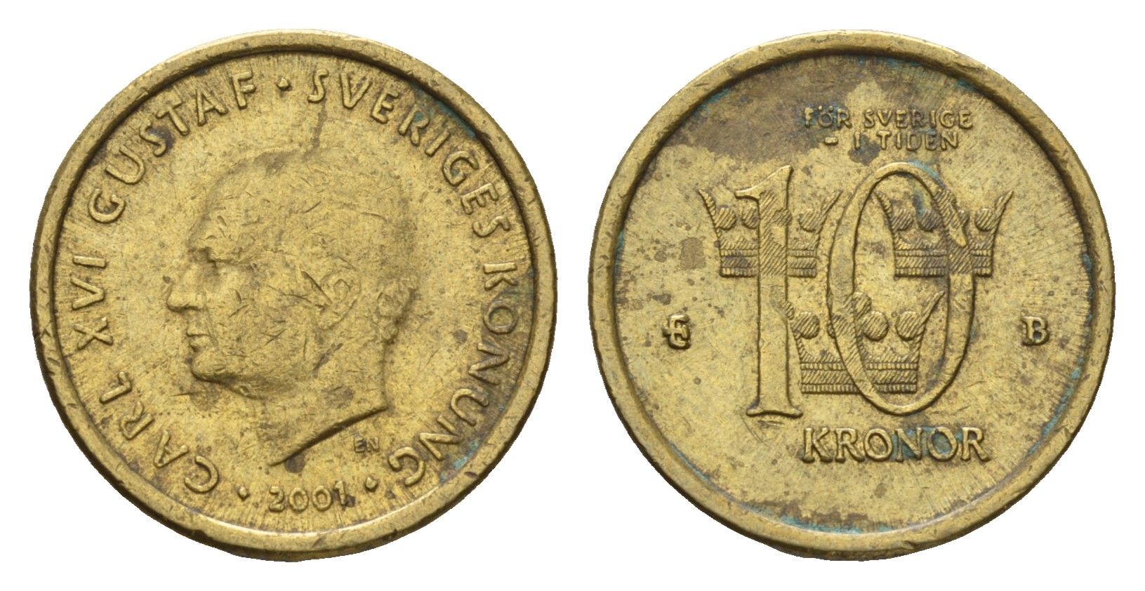 Швеция 10 крон 2001 Карл XVI Густав (1973-) KM 895 нордик 4642-553