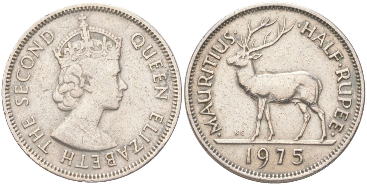 Маврикий 1/2 рупии 1975 KM 37 медно-никель 4141-545