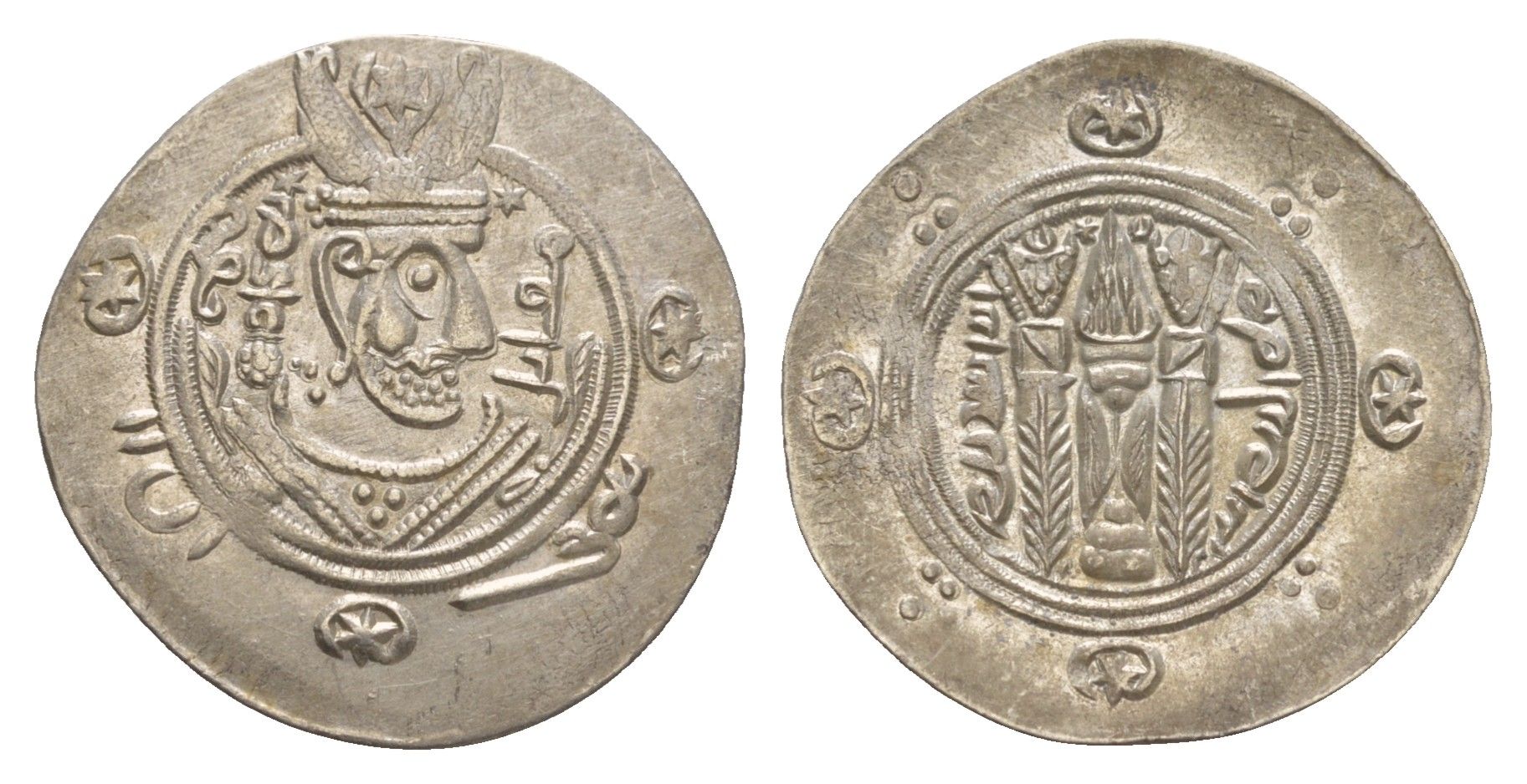 Табаристан 1/2 драхмы (подражание Сасанидской драхмы) 788-793 AH 172-176, Мукатиль серебро 1515-1844