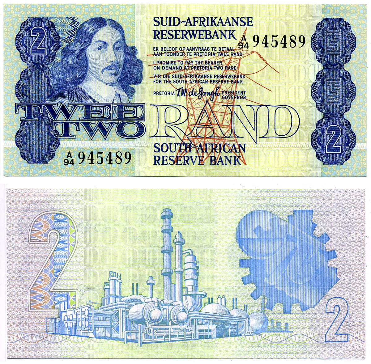 ЮАР 2 ранда 1978-1981 подпись 5 Pick 118а бумага aUNC 2197-5-1-2