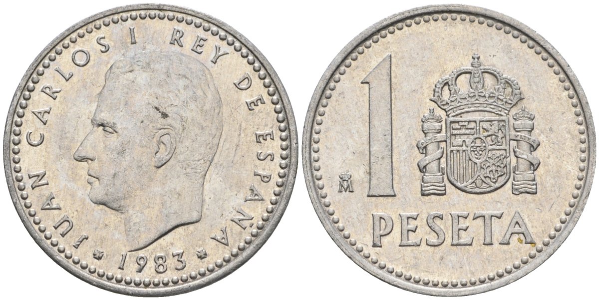 Испания 1 песета 1983 M, Хуан Карлос I (1975-2014) KM 821 алюминий 4401-444