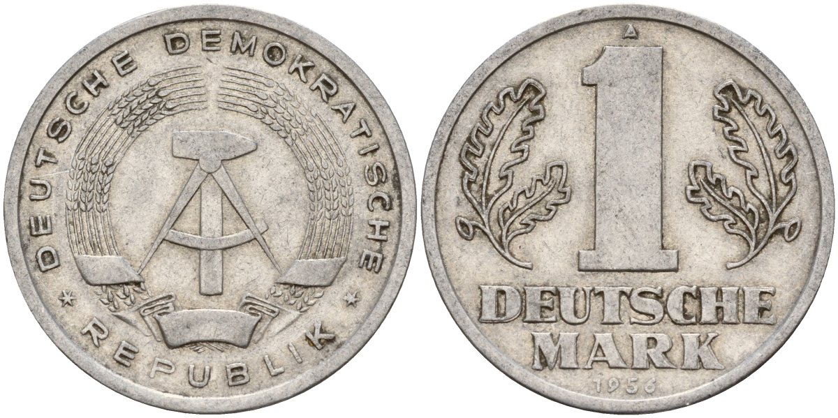 ГДР 1 марка 1956 A KM 13 алюминий 117-1156