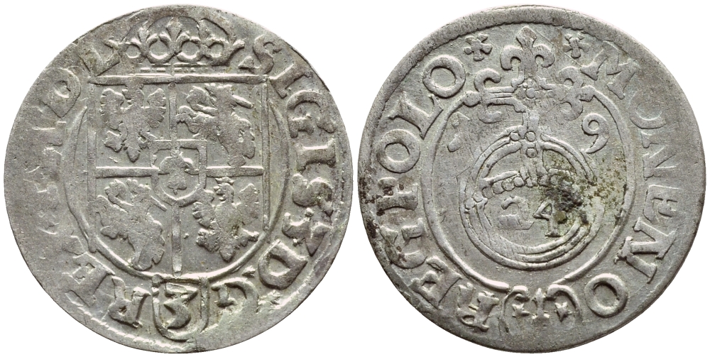 ПОЛЬША 1/24 ТАЛЕРА 1619 СИГИЗМУНД III (1587-1632) KM 41 серебро 3896-811