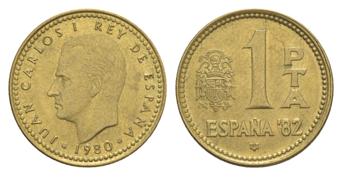 Испания 1 песета 1980 (80) KM 816 алюминиевая бронза 4632-344