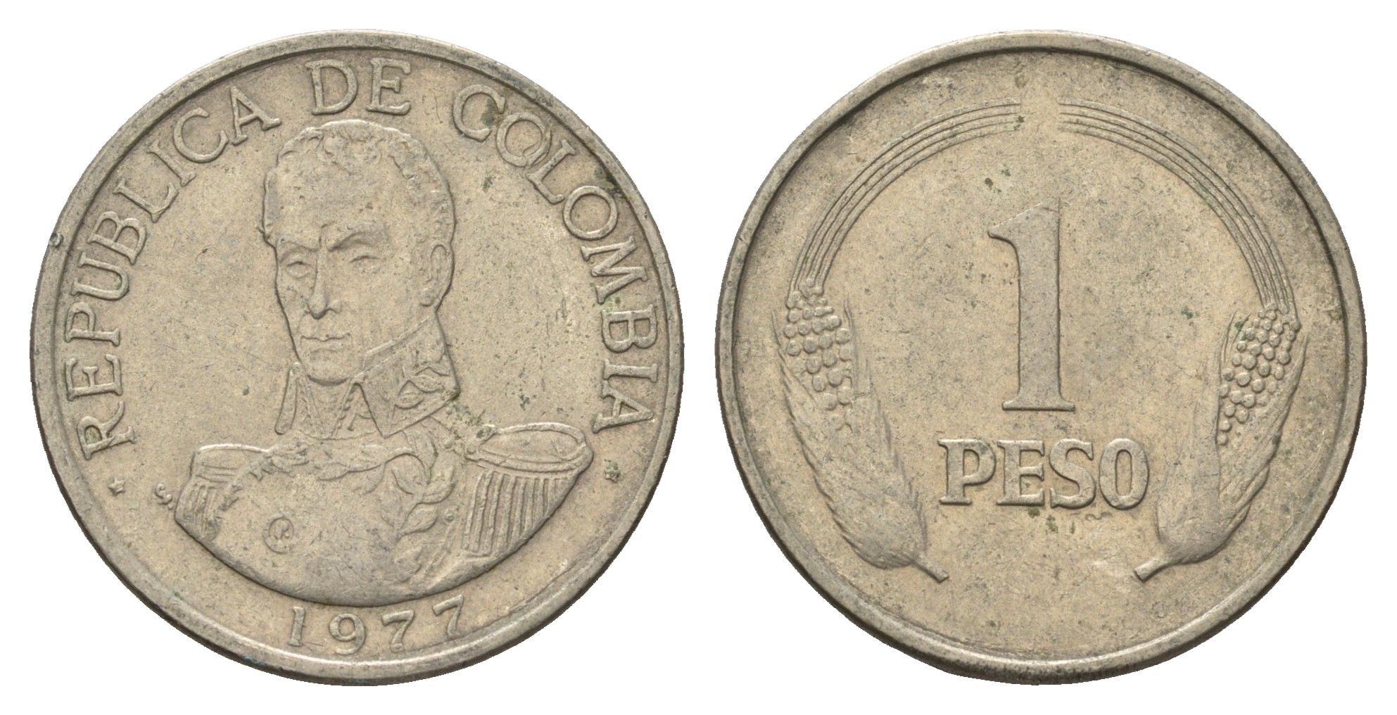 Колумбия 1 песо 1977 Симон Боливар KM 258.2 медно-никель 4698-124