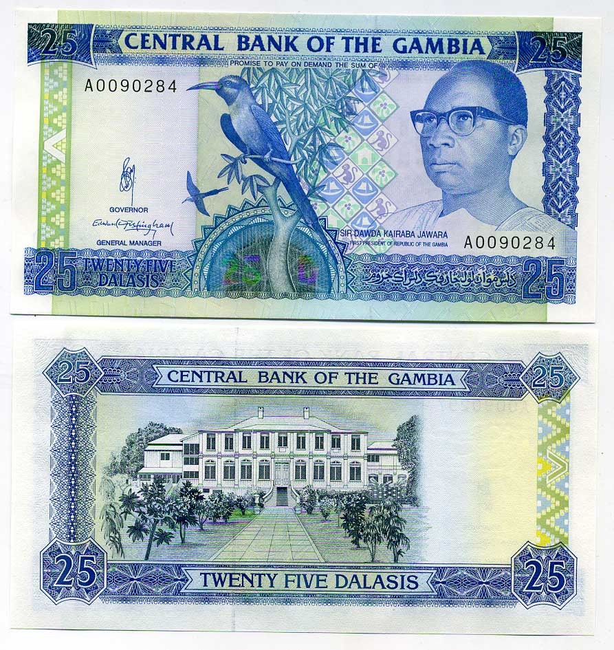 Гамбия 25 даласи ND (1991-1995) Дауда Кайраба Джавара Pick 14 a бумага UNC (пресс) 7204-68-2