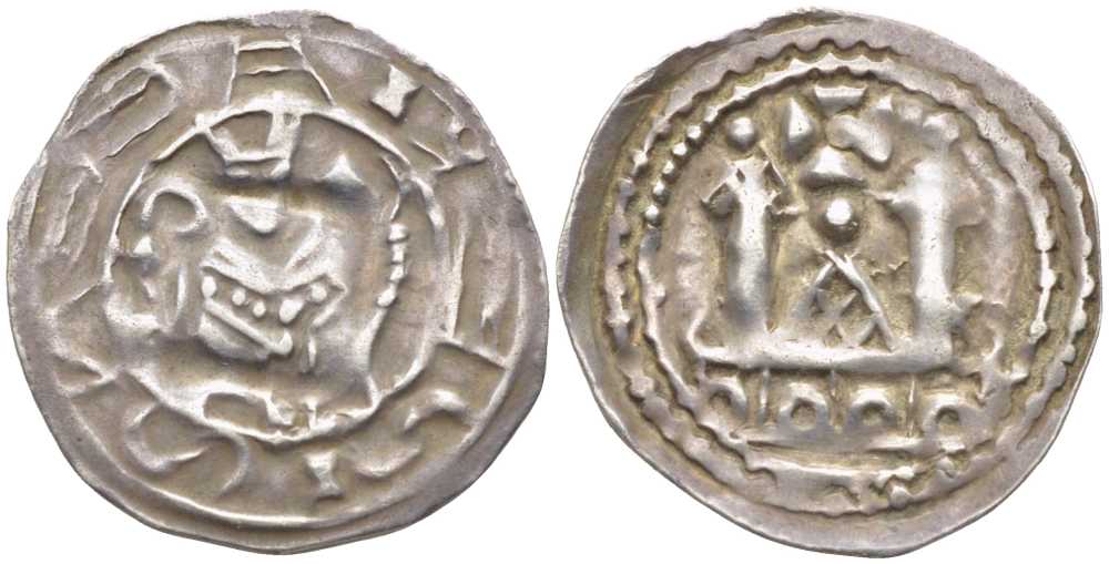 Австрия, Зальцбург 1 пфенниг 1170-1200 Адальберт III Богемский (1168-1177, 1183-1200) серебро 413-124