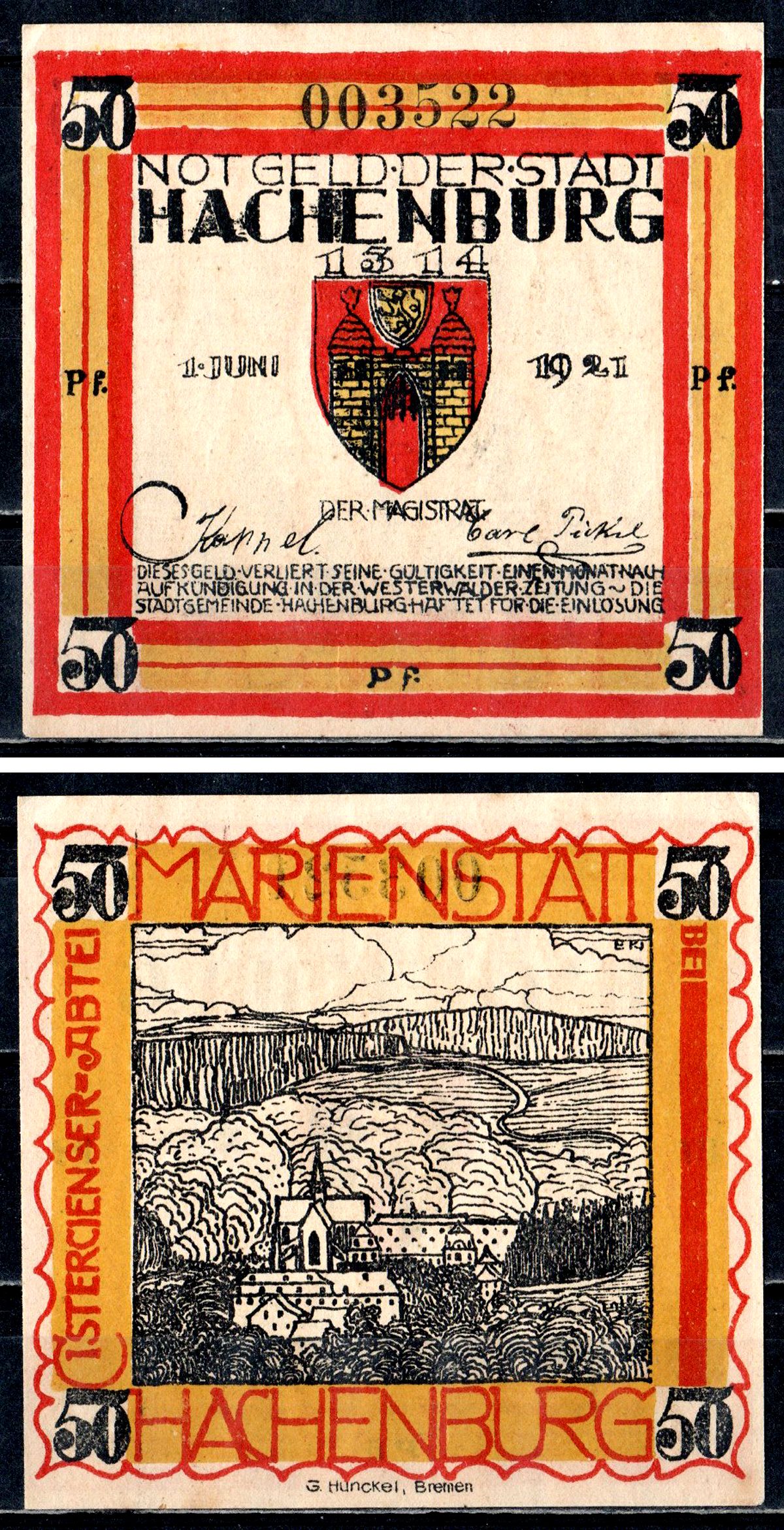 Хахенбург (Пруссия, Гессен-Нассау) 50 пфеннигов 1921 7556-73-1-2