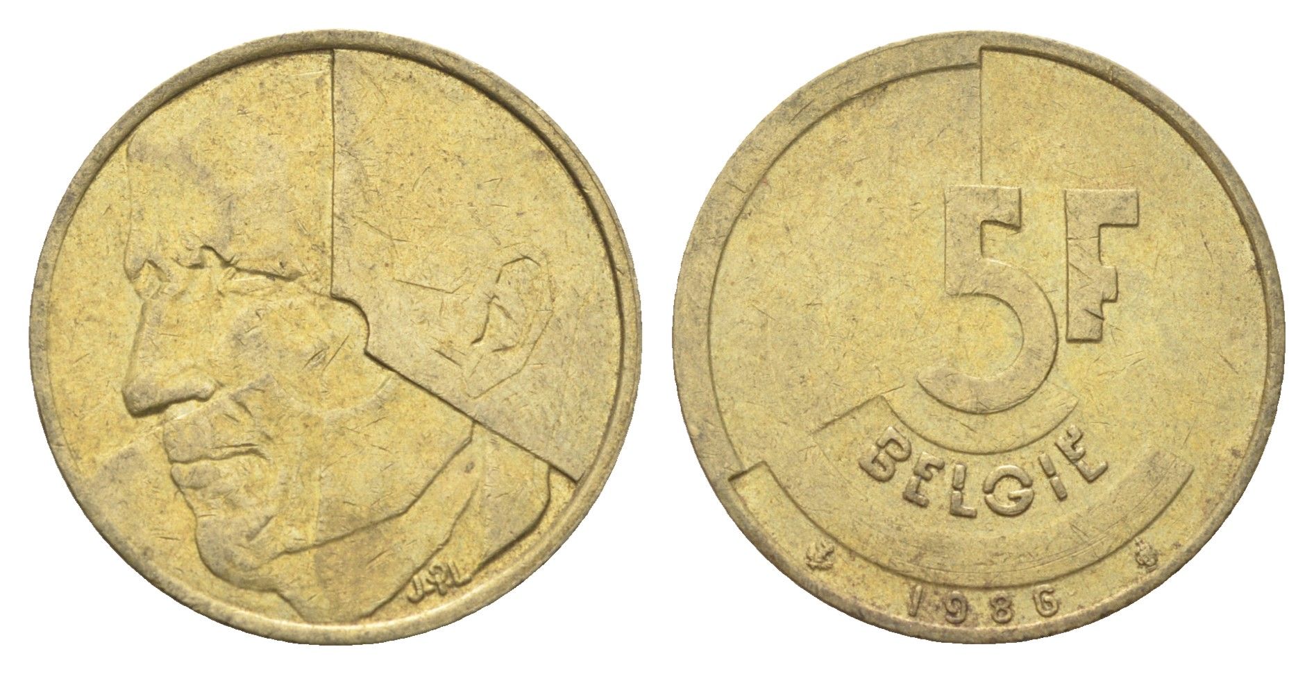 Бельгия 5 франков 1986 Belgie, Бодуэн I (1951-1993) KM 164 медь алюминий никель 4706-315